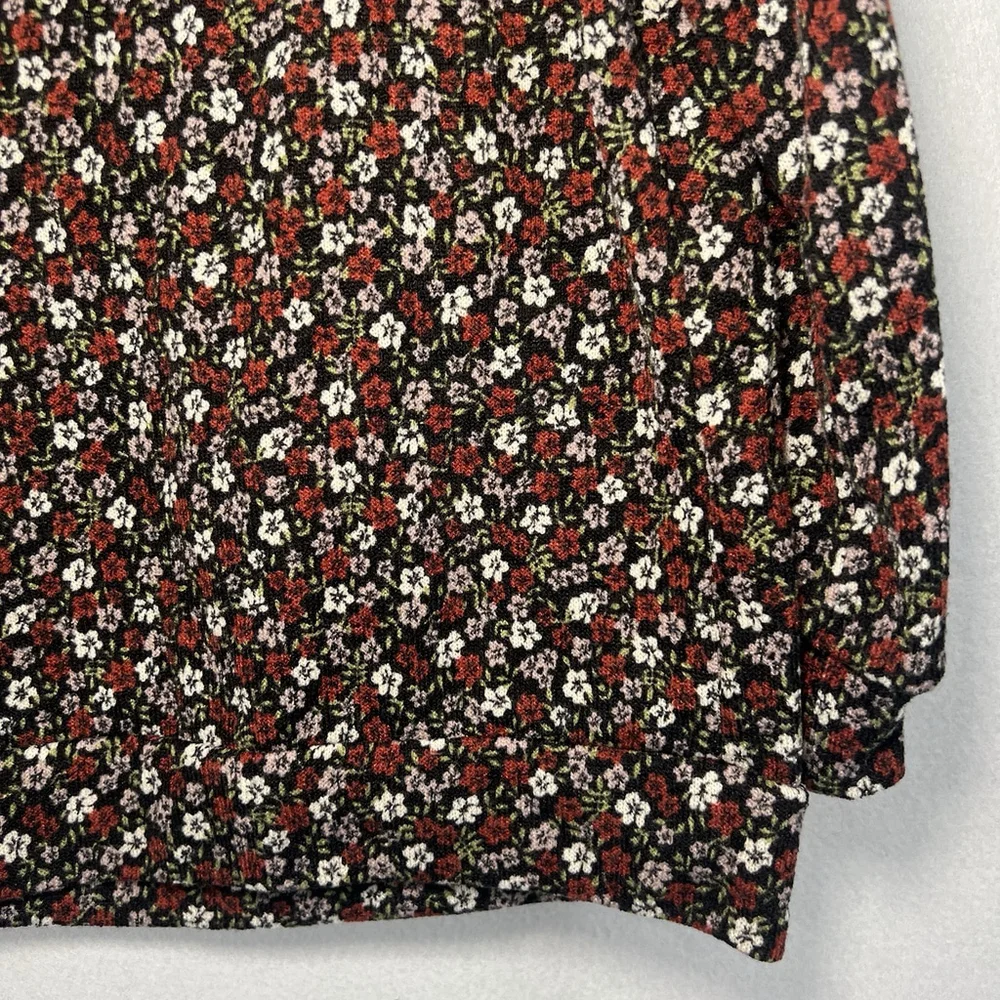 Kids Long Sleeve Pheasant Shirt Front Frills Floral Red Black Girls Size Large 8